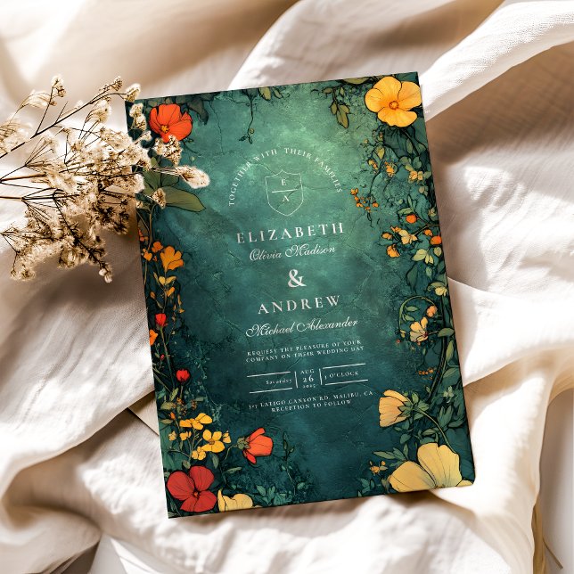 Antique Floral Art Nouveau Wedding Invitation (Creator Uploaded)