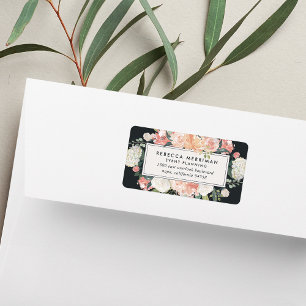 Antique Floral Blush & Charcoal Return Address Label