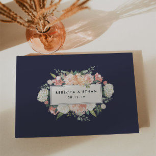 Antique Floral   Blush & Navy Wedding Guest Book