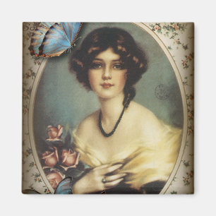 Antique Floral butterfly parisian girl victorian Magnet