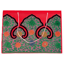 ANTIQUE FLORAL CHINESE PATTERN IN RED GIFT BAG