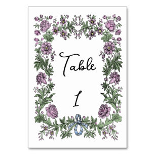 Antique Floral Engraving Table Number