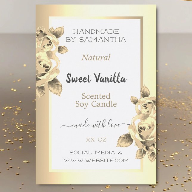 Antique Floral Gold Product Labels Candles Beauty (Creator Uploaded)