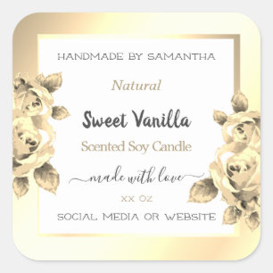 Antique Floral Gold Product Packaging Labels White