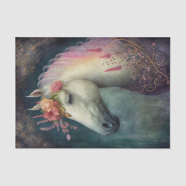 Antique Floral Horse Tissue Paper (Front)