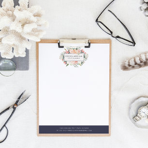 Antique Floral Logo Blush & Navy Customised Letterhead