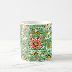 Antique floral pattern william morris green pink  coffee mug