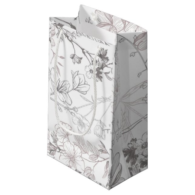 Antique Floral Print A - Small Gift Bag (Front Angled)