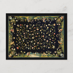 Antique Floral Table Carpet Illustration Postcard