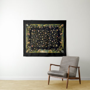 Antique Floral Table Carpet Illustration Tapestry