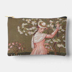Antique Floral Valentine Card, Victorian Era, 1876 Accessory Pouch
