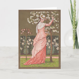 Antique Floral Valentine Card, Victorian Era, 1876 Card