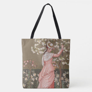 Antique Floral Valentine Card, Victorian Era, 1876 Tote Bag