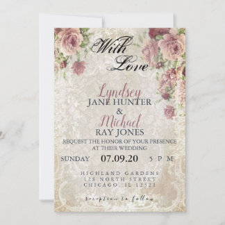 ANTIQUE FLORAL WEDDING INVITE