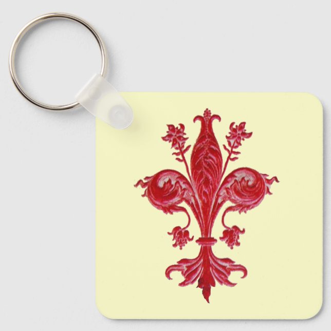 ANTIQUE FLORENTINE FLEUR DE LISE ,Cream Key Ring (Front)