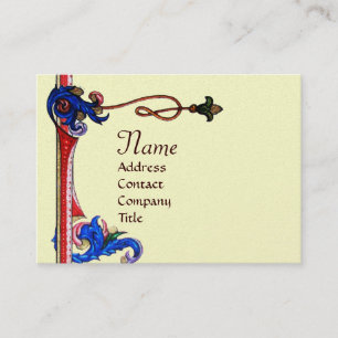 ANTIQUE FLORENTINE FLORAL  RED WAX SEAL MONOGRAM BUSINESS CARD