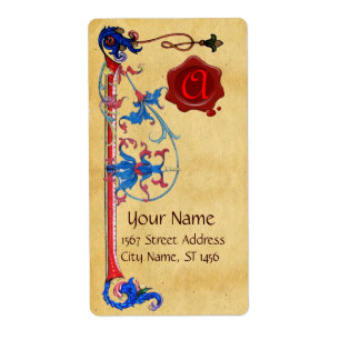 ANTIQUE FLORENTINE PARCHMENT RED WAX SEAL MONOGRAM