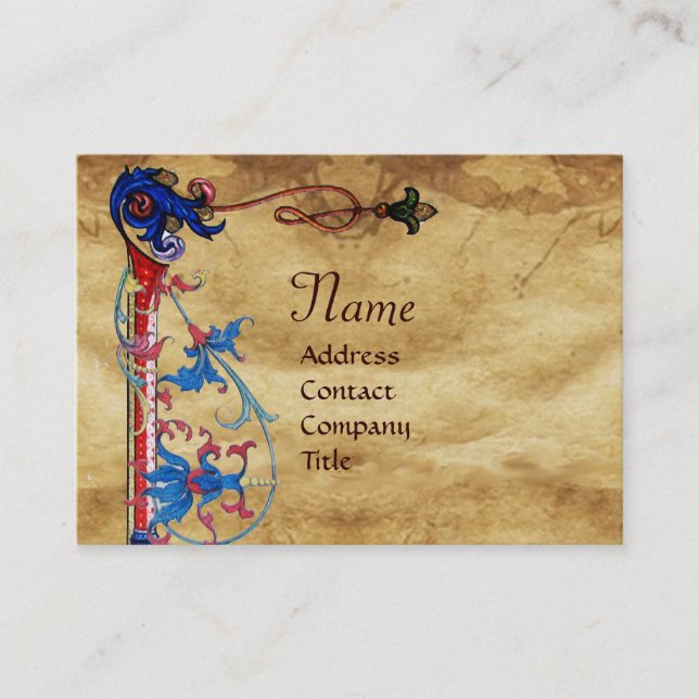 ANTIQUE FLORENTINE PARCHMENT RED WAX SEAL MONOGRAM BUSINESS CARD (Front)