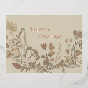 Antique Flower Collage Foil Holiday Postcard