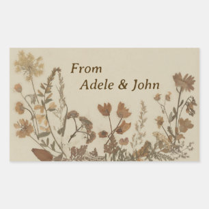 Antique Flower Collage Rectangular Sticker