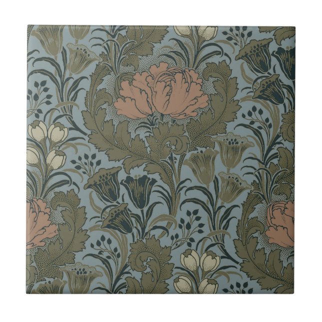 Antique Flower Morris Garden Floral Wallpaper Ceramic Tile (Front)