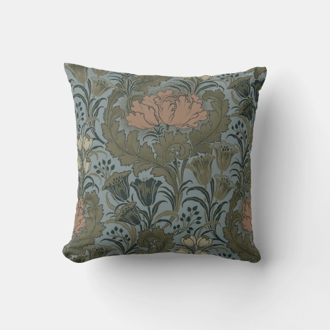 Antique Flower Morris Garden Floral Wallpaper Cushion (Front)