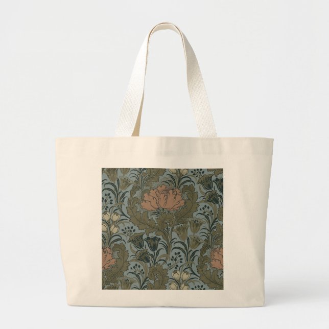 Antique Flower Morris Garden Floral Wallpaper Large Tote Bag (Front)