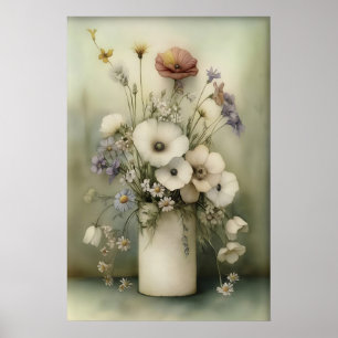Antique Flower Toilet Paper Roll Print, Bathroom Poster