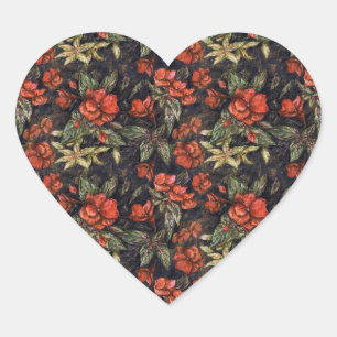 Antique Flowers by Alexandra Cook aka Linandara Heart Sticker