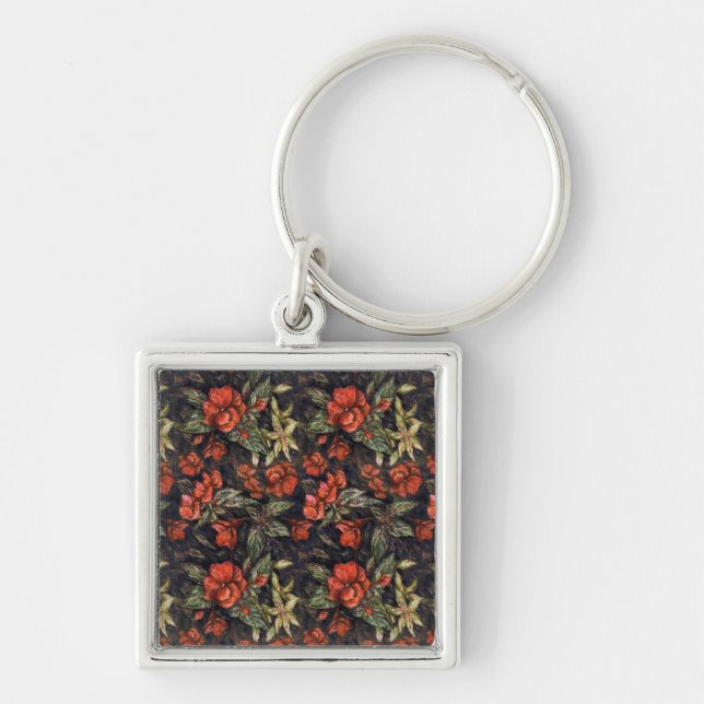 Antique Flowers by Alexandra Cook aka Linandara Key Ring (Front)