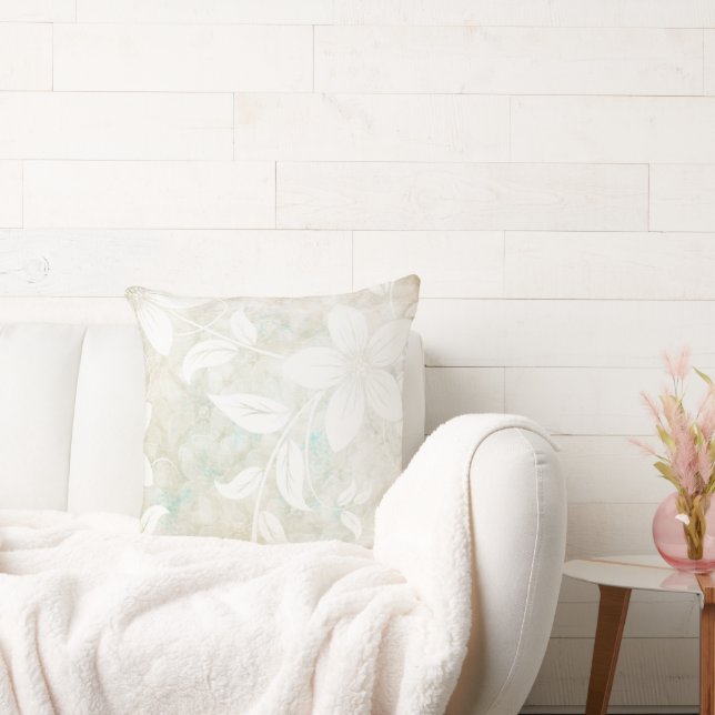 Antique Flowers Cream White  Cushion (Couch)