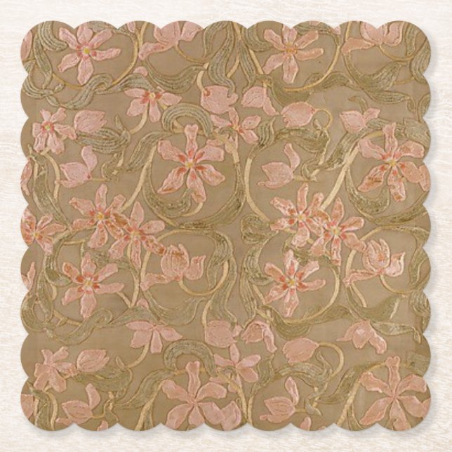Antique Flowers (Shape Options) - Paper Coaster (Front)