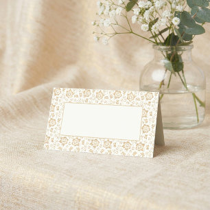 Antique flowers wedding reception guest name place card