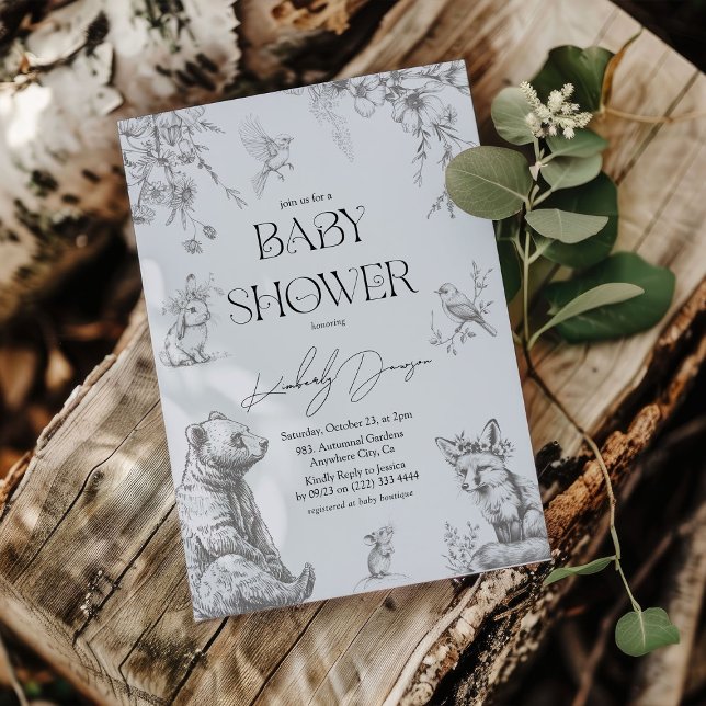Antique Forest Animals Baby Shower Invitation (Creator Uploaded)