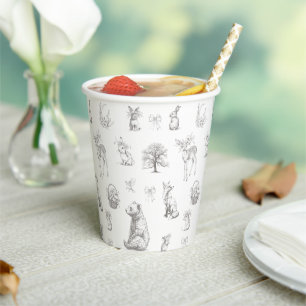 Antique Forest Animals Baby Shower Paper Cups