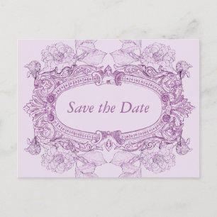 Antique Frame Lilac Save the Date Postcard