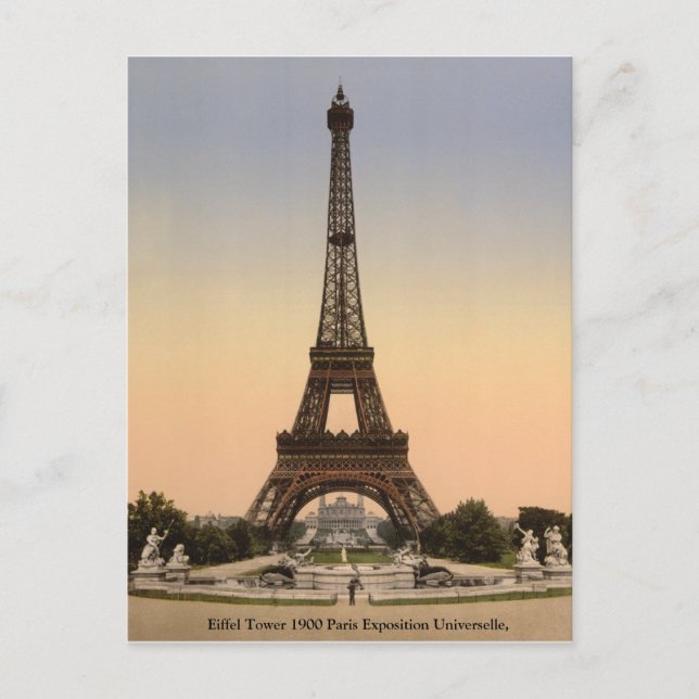 Antique France Eiffel Tower, Paris-Expo 1900 Postcard (Front)