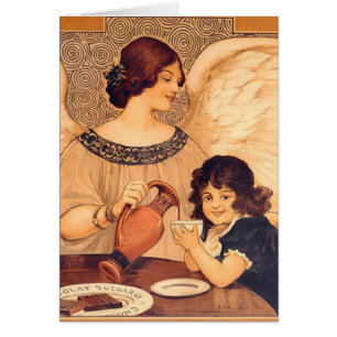 Antique French Chocolate Angel Poster: Vintage Art