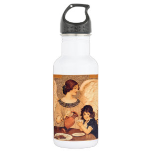 Antique French Chocolate Angel Poster: Vintage Art 532 Ml Water Bottle