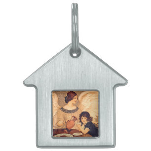 Antique French Chocolate Angel Poster: Vintage Art Pet Name Tag