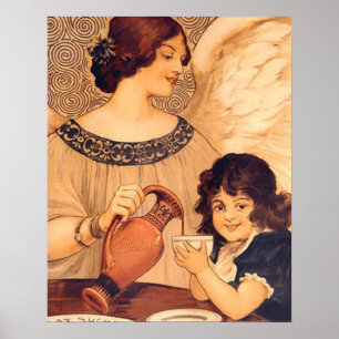 Antique French Chocolate Angel Poster: Vintage Art Poster