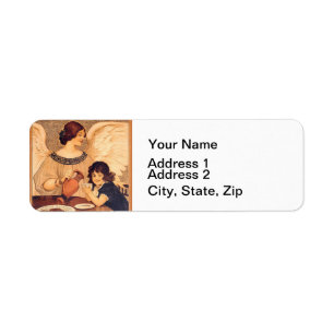 Antique French Chocolate Angel Poster: Vintage Art Return Address Label