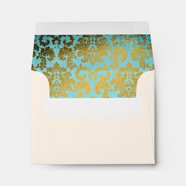 Antique French Damask Wedding Thank You Notecard Envelope (Back (Bottom))