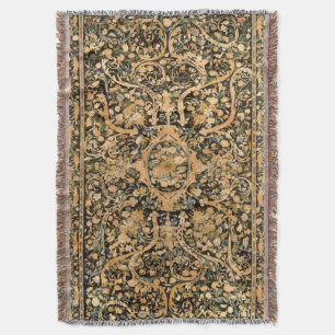 Antique French Floral Print Throw Blanket