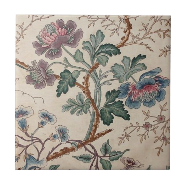 Antique French Flower Plum Moss | Ceramic Tile (Front)
