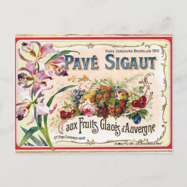 Antique French Label PostCard (Front)