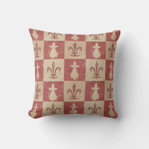 Antique French Mediaeval Fleur de Lis Pattern Cushion
