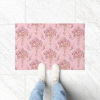 Antique French Pink Victorian Style Floral Rococo