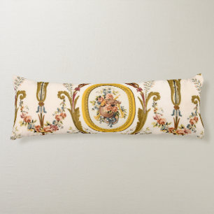 Antique French Rococo Floral Gold Cream Elegant Body Cushion