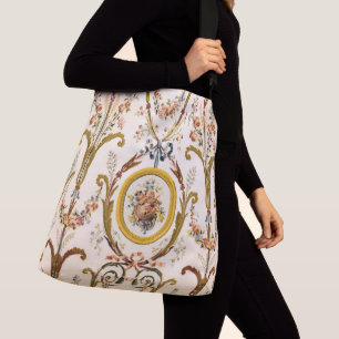 Antique French Rococo Floral Gold Cream Elegant Crossbody Bag